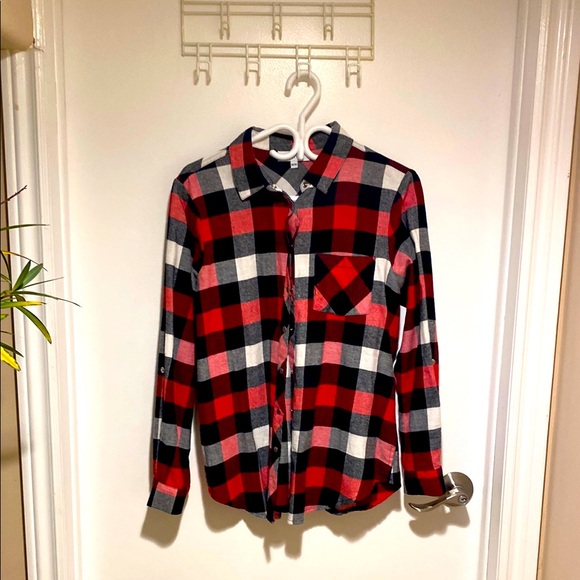 Red and Black Plaid Men's Shirt - Picture 1 of 3